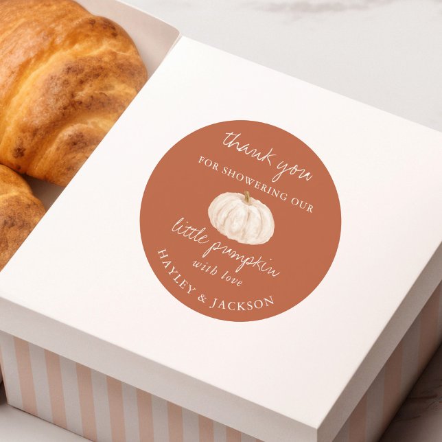 Sticker Rond Petit Merci de Baby shower Citrouille (Créateur téléchargé)