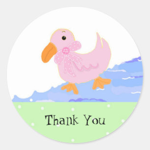 Sticker Rond Petit Merci de canard rose
