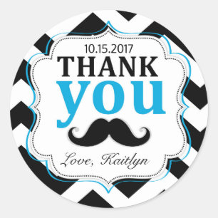 Sticker Rond Petit Merci d'impression de Chevron de moustache