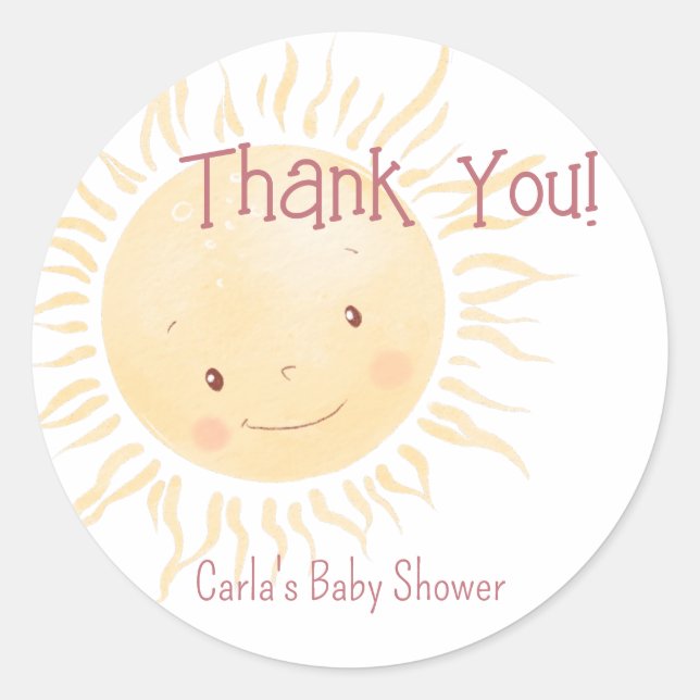 Sticker Rond Petit Merci Thème Sunshine (Devant)