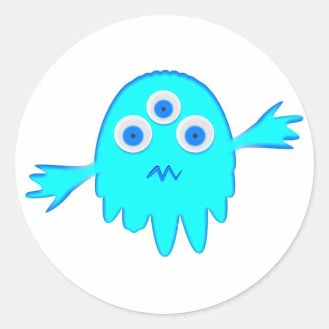 Sticker Rond Petit monstre radioactif (Devant)