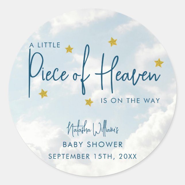 Sticker Rond Petit morceau de ciel Baby shower bleu ciel (Devant)