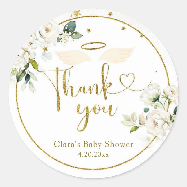 Sticker Rond Petit morceau floral blanc du ciel (Devant)