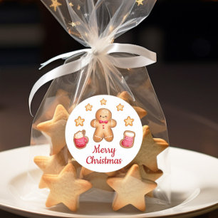 Sticker Rond Petit pain d'épices homme Joyeux Noël
