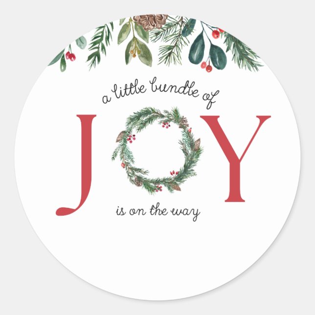 Sticker Rond petit paquet d'autocollants de baby shower de joie (Devant)