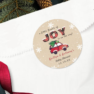 Sticker Rond Petit paquet de joie   Baby shower de Noël