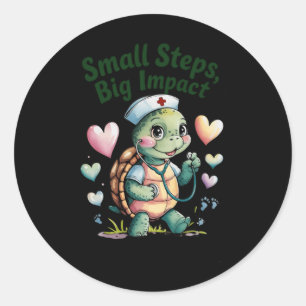Sticker Rond Petit pas Gros impact Infirmière Turtle Art Sticke