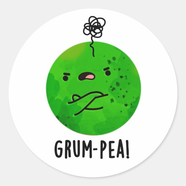 Sticker Rond Petit pois de gomme amusant Veggie Pun (Devant)