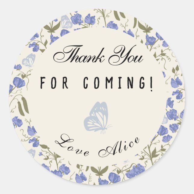 Sticker Rond Petit pois doux Merci d'anniversaire pour venir (Devant)