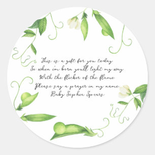 Sticker Rond Petit pois sucré Baby Shower Prière Bébé