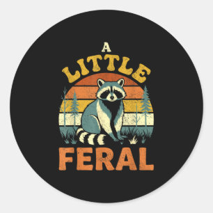 Sticker Rond Petit raton laveur sauvage faune forêt vintage