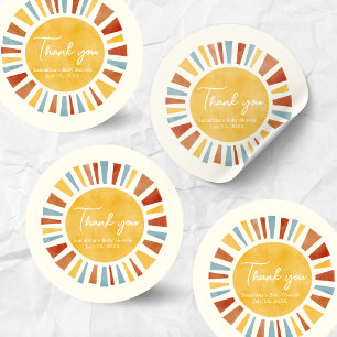 Sticker Rond Petit rayon de soleil Baby Shower Bohème