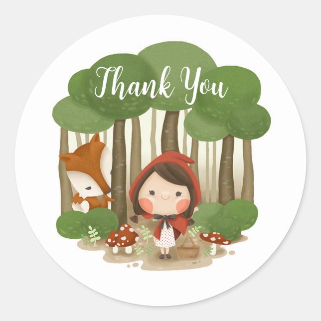 Sticker Rond petit rouge équitation capot merci collant cadeau (Devant)
