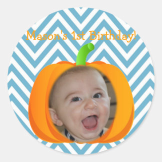 Sticker Rond Petit Stick à thème Citrouille 1er anniversaire