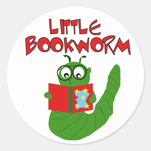 Sticker Rond Petit ver de livre (Devant)