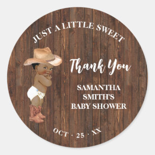 Sticker Rond Petite AA Cowboy Baby shower occidental Merci