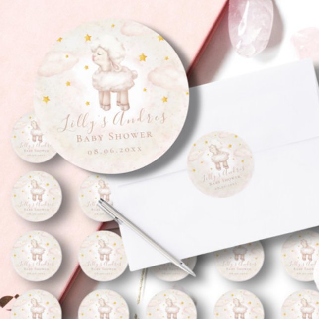 Sticker Rond Petite agneau à mouton Dreamstars Baby shower (Créateur téléchargé)
