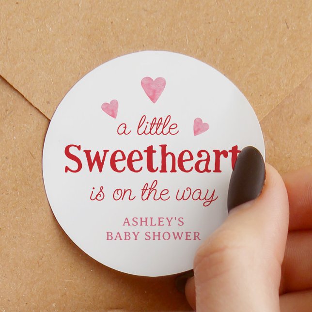 Sticker Rond Petite amoureuse fille Baby shower coeur (Créateur téléchargé)