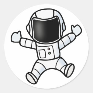 Sticker Rond Petite astronaute Jeune fille cosmonaute dans l'es