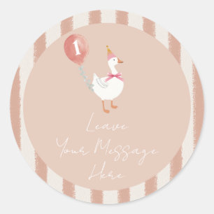 Sticker Rond Petite bête rose oie Aimez votre message