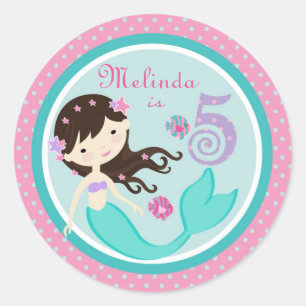 Sticker Rond Petite brune 5B d'autocollant de sirène