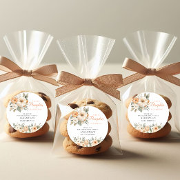 Sticker Rond Petite Citrouille Fleur Orange et Blanche Baby Sho