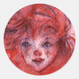 STICKER ROND PETITE CLOWN ROUGE