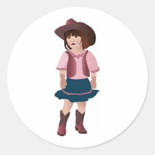 Sticker Rond Petite cowgirl rose
