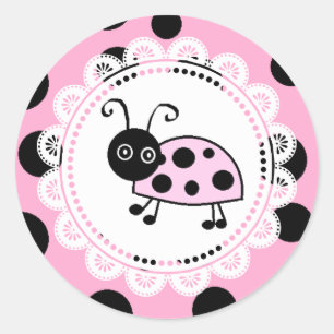 Sticker Rond Petite Dame rose Ladybug