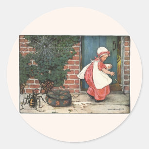 Sticker Rond Petite Demoiselle Muffet Comptine de la Nursery Vi