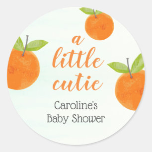 Sticker Rond Petite Douceur Aquarelle Baby Shower Orange