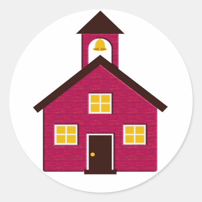 Sticker Rond Petite école rouge (Devant)