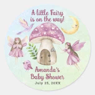 Sticker Rond Petite Fée Baby Shower Fantaisiste
