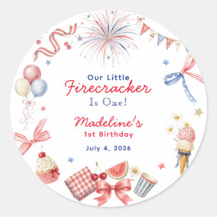 Sticker Rond Petite Fée d'Artifice Fille du 14 Juillet 1er Anni