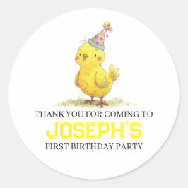 Sticker Rond Petite ferme de poussins Anniversaire poulet