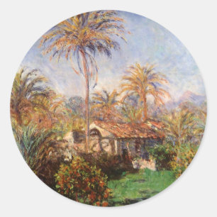 Sticker Rond Petite ferme rurale à Bordighera par Claude Monet