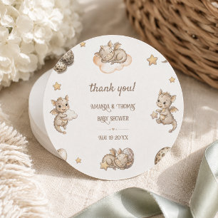 Sticker Rond Petite Fête de Bébé Magique de Dragon Merci