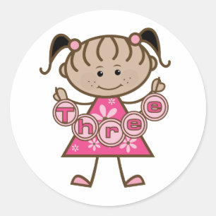 Sticker Rond Petite fille 3e anniversaire Tshirts et cadeaux