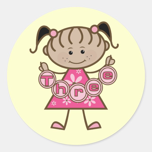 Sticker Rond Petite fille 3e anniversaire Tshirts et cadeaux (Devant)