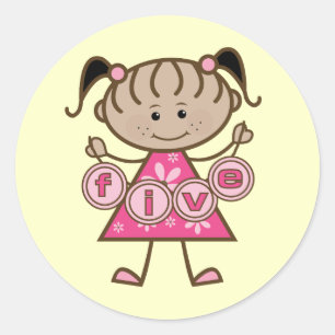 Sticker Rond Petite fille 5e anniversaire Tshirts et cadeaux