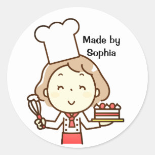 Sticker Rond Petite Fille Chef Noël