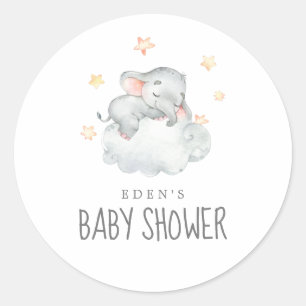 Sticker Rond Petite fille éléphante Baby shower Enveloppe Phoqu