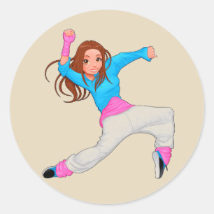 Sticker Rond Petite fille hip hop danseuse