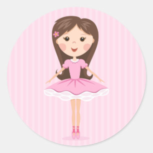 Sticker Rond Petite fille mignonne de bande dessinée de