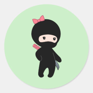 Sticker Rond Petite fille Ninja en vert