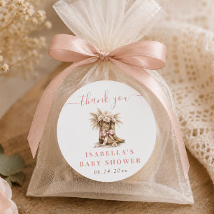 Sticker Rond Petite fille vachère Baby Girl Shower Élégant Merc