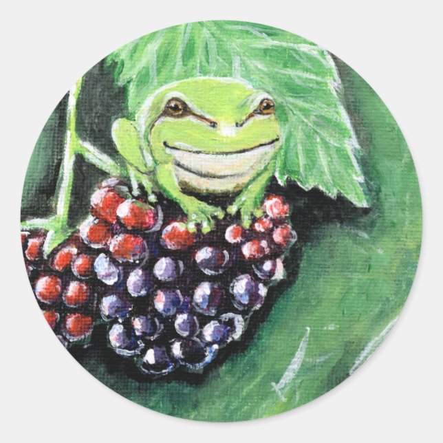 Sticker Rond Petite grenouille d'arbre sur une peinture de Blac (Devant)