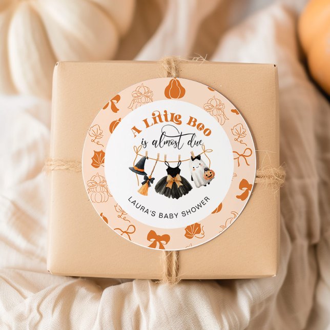 Sticker Rond Petite ligne de linge Bow Baby shower orange (Créateur téléchargé)