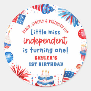 Sticker Rond Petite Mademoiselle Indépendante 4 juillet 1er Ann