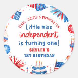 Sticker Rond Petite Mademoiselle Indépendante 4 juillet 1er Ann